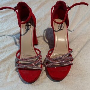 Chic Red Strappy Heels